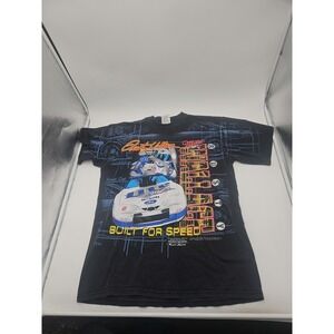 VINTAGE RUSTY WALLACE T-SHIRT L ALL-OVER GRAPHICS TRACK GEAR MILLER LITE FORD